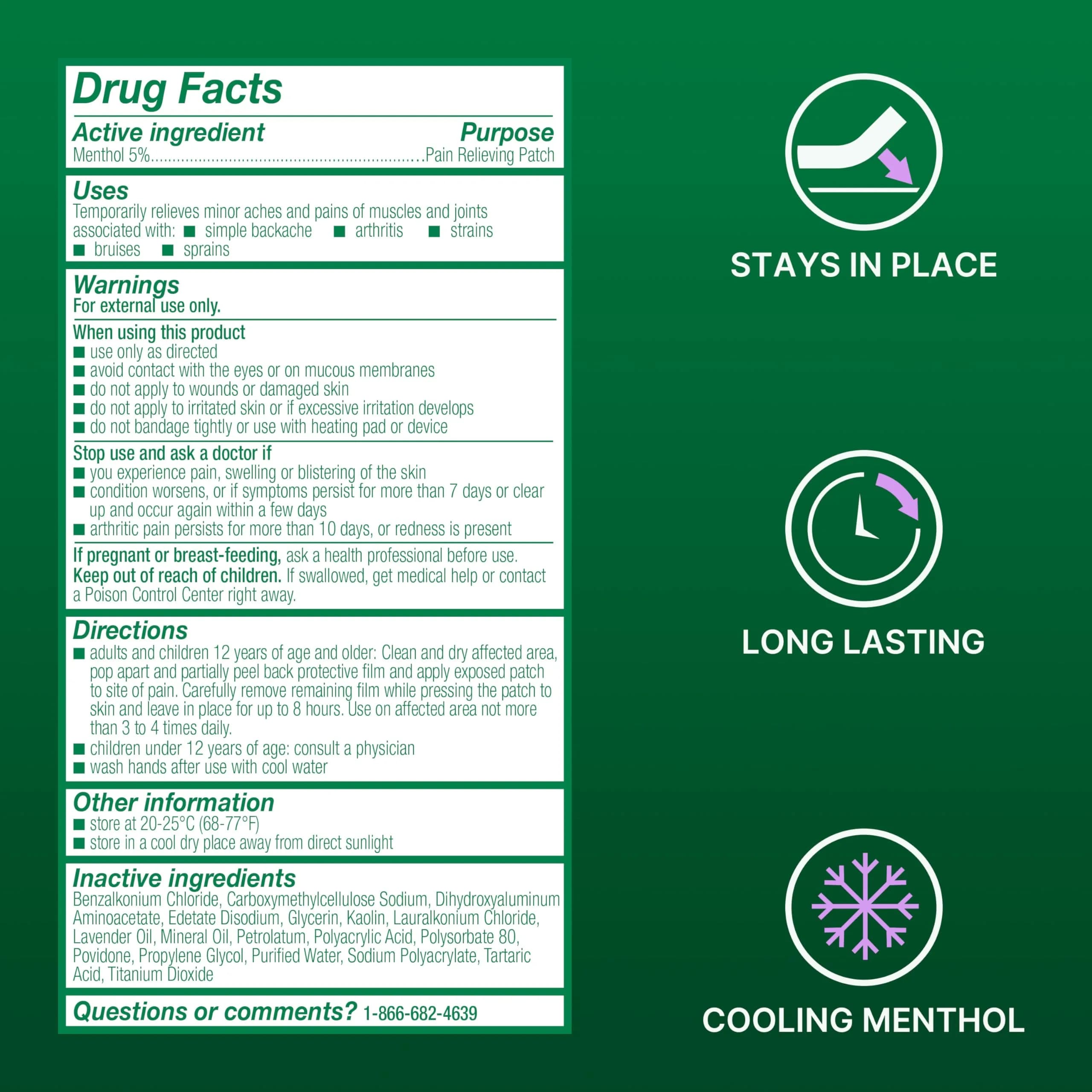 Biofreeze Overnight Pain Relief Patches, Cooling Menthol Pain Patch, 4 Count (Pack of 1) | 8-Hour Targeted Relief - view 5