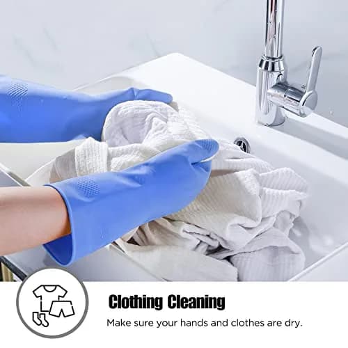 IUCGE XL Rubber Gloves for Kitchen & Household Cleaning | Reusable, Fish-Scale Grip, Blue thumbnail 4