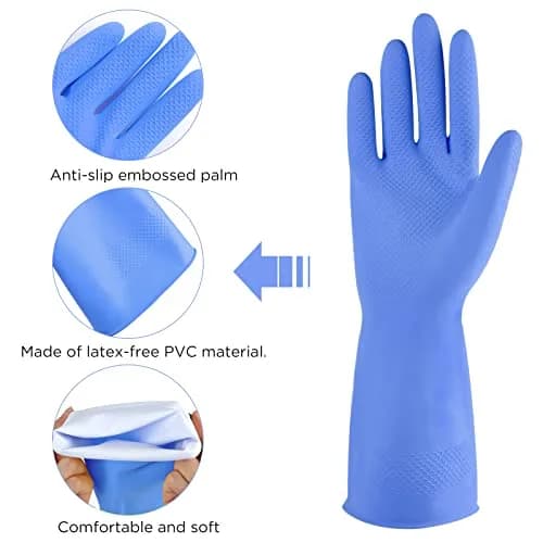 IUCGE Rubber Gloves XL | Reusable, Waterproof Dishwashing Gloves for Household & Commercial Use thumbnail 2
