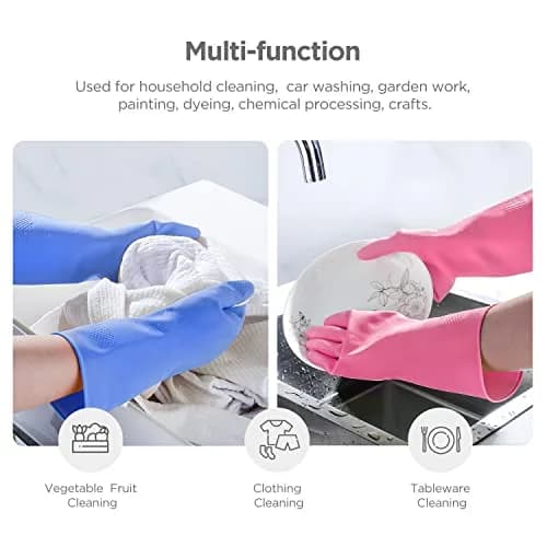 IUCGE Rubber Gloves XL | Reusable, Waterproof Dishwashing Gloves for Household & Commercial Use thumbnail 3