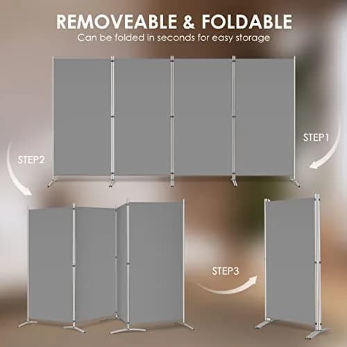 RANTILA 4 Panel Room Divider 213 cm (71" H) | Freestanding Privacy Screen for Home & Office thumbnail 5