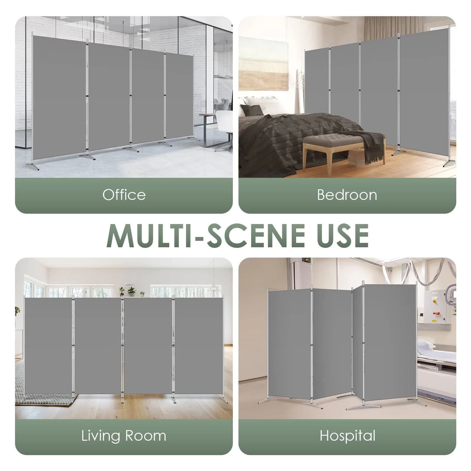 RANTILA 4 Panel Room Divider 213 cm (71" H) | Freestanding Privacy Screen for Home & Office - view 6