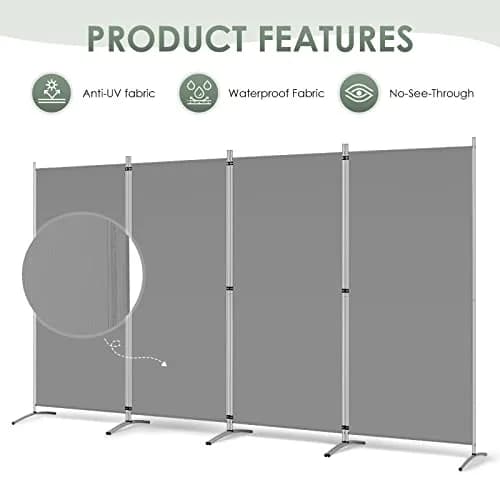 RANTILA 4 Panel Room Divider 213 cm (71" H) | Freestanding Privacy Screen for Home & Office thumbnail 3