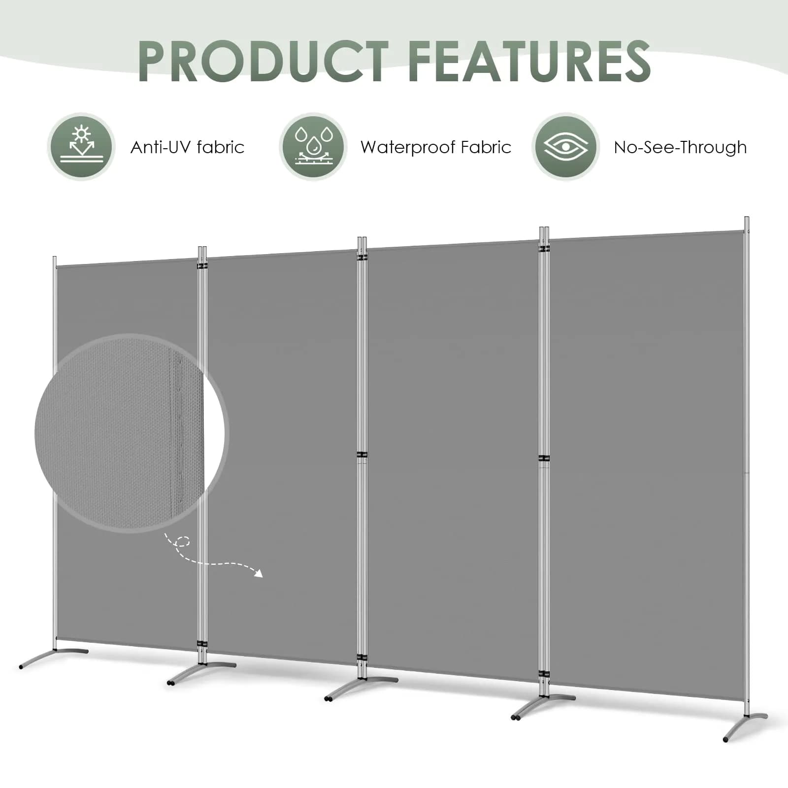 RANTILA 4 Panel Room Divider 213 cm (71" H) | Freestanding Privacy Screen for Home & Office - view 3