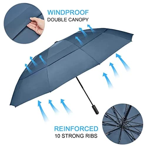 G4Free 62 Inch Large Golf Umbrella Windproof Reverse Travel Umbrella | Auto Open & Close, Double Canopy, Compact for Rain & Golf thumbnail 5