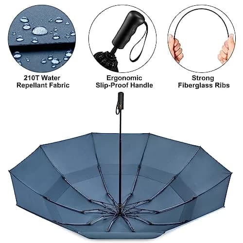 G4Free 62 Inch Large Golf Umbrella Windproof Reverse Travel Umbrella | Auto Open & Close, Double Canopy, Compact for Rain & Golf thumbnail 6