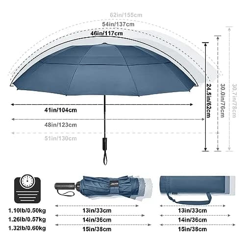 G4Free 62 Inch Large Golf Umbrella Windproof Reverse Travel Umbrella | Auto Open & Close, Double Canopy, Compact for Rain & Golf thumbnail 2