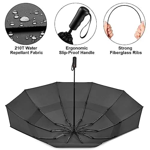 G4Free 62 Inch Large Golf Umbrella Windproof Reverse Travel Umbrella with Double Canopy and Auto Open/Close | 157.5 cm (62 Inch) Arc thumbnail 6