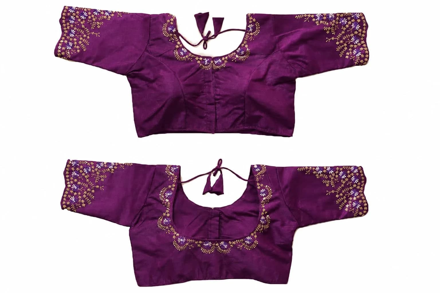Pujia Mills Women's Silk Embroidery Work Blouse Purple 38 - main product image