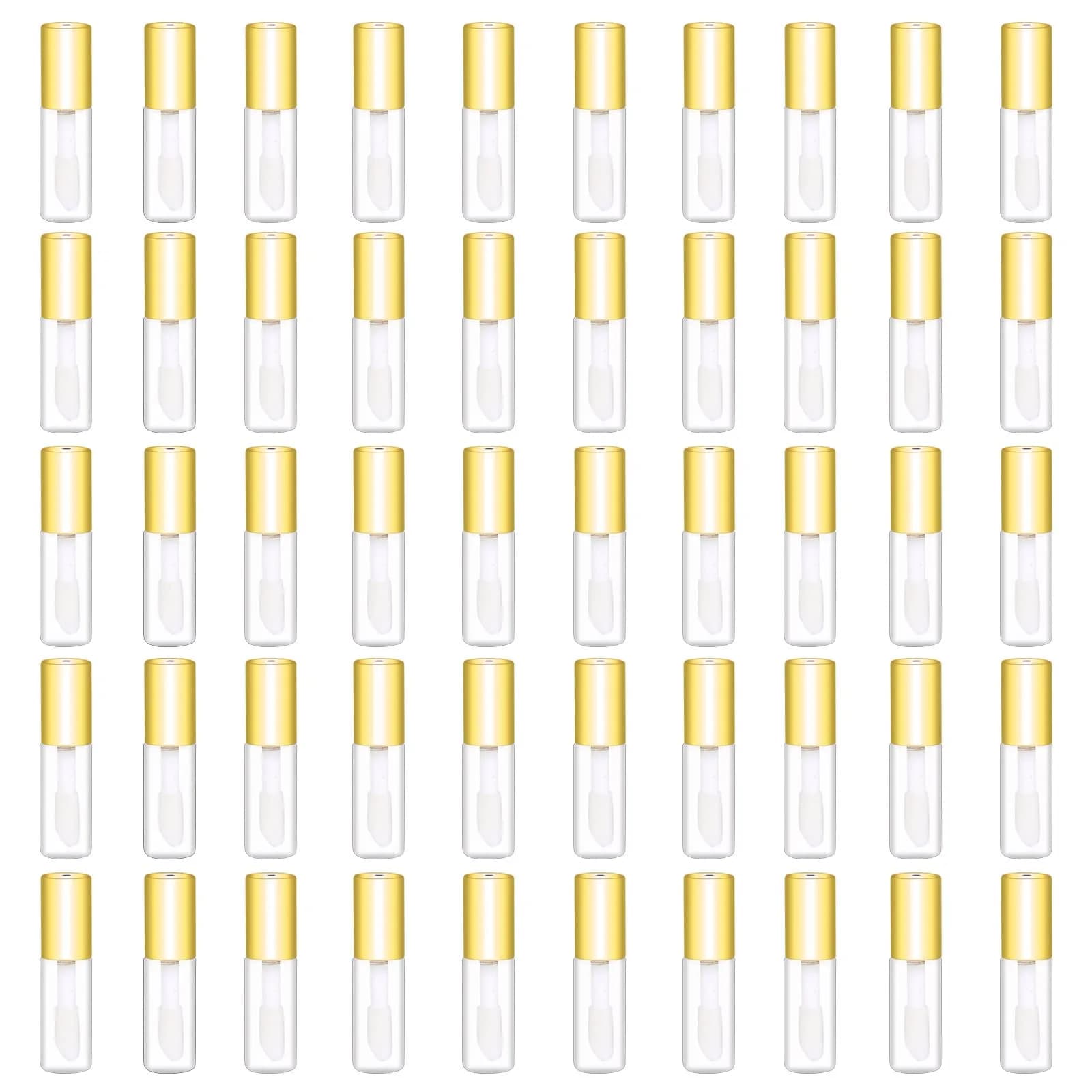 Mydio Clear Mini Lip Gloss Tubes 1.2ml (0.04 Fl Oz) | Pack of 50 Gold Lid Containers - main product image