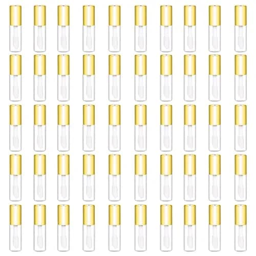 Mydio Clear Mini Lip Gloss Tubes 1.2ml (0.04 Fl Oz) | Pack of 50 Gold Lid Containers thumbnail 1