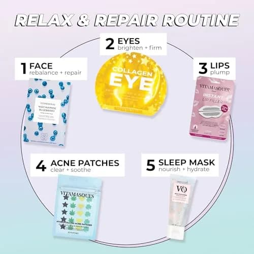 Vitamasques Niacinamide Blueberry Face Sheet Mask, 7 Pack | Brightening & Hydrating Korean Mask for All Skin Types thumbnail 5