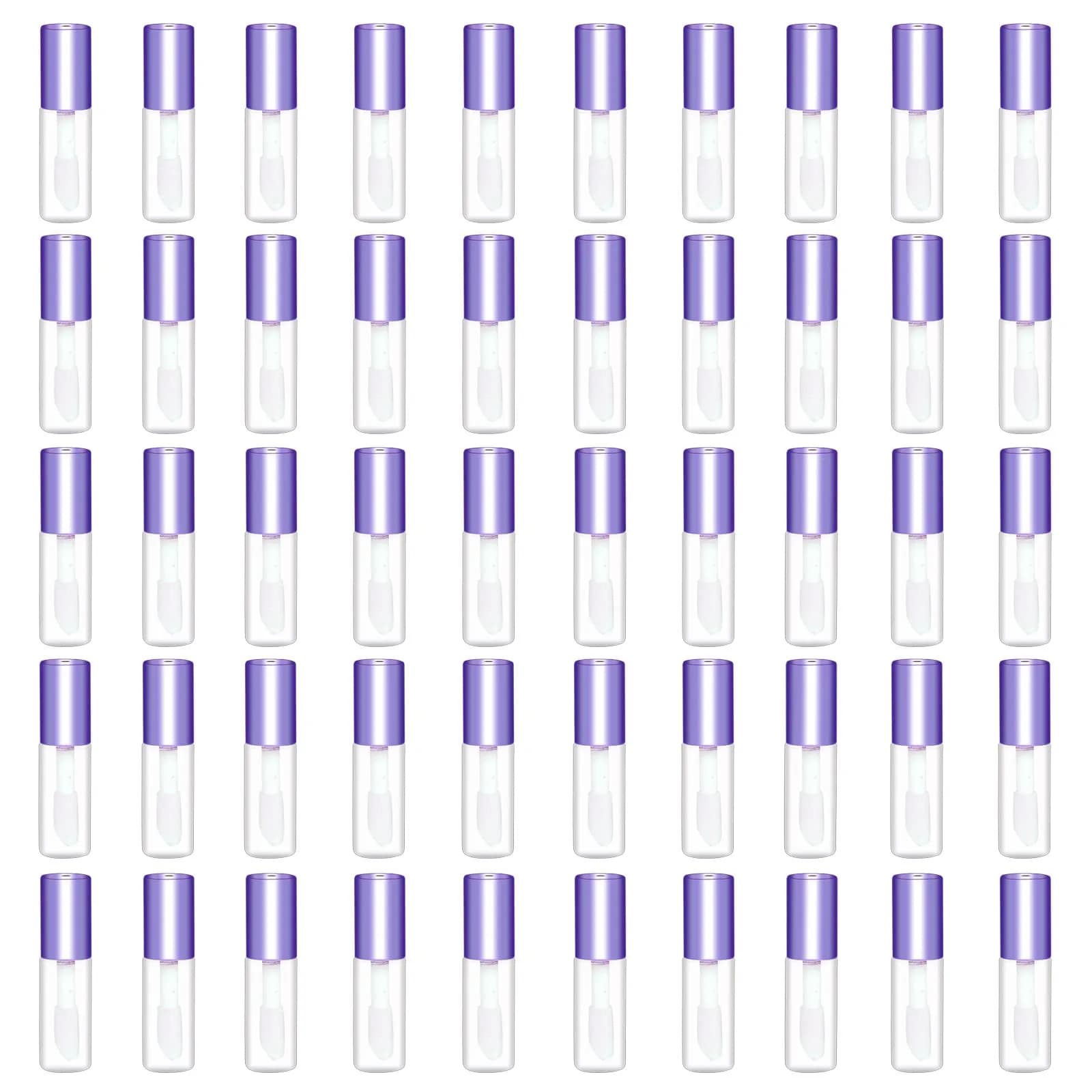 Mydio Mini Lip Gloss Tubes 1.2ml (0.04 Fl Oz) - 50 Pack | Refillable Cosmetic Containers with Black Twist-Lock Lids — Purple