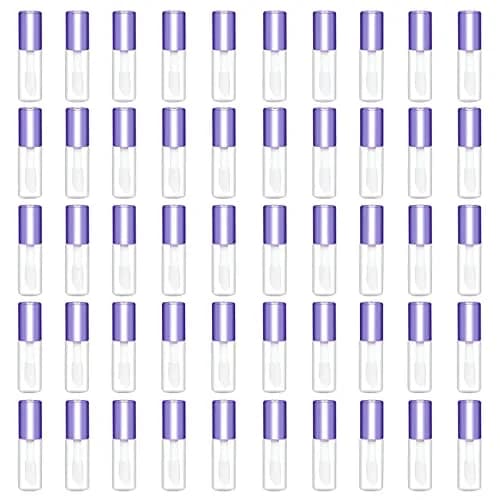 Mydio Clear Mini Lip Gloss Tubes 50 Pack (1.2ml Each) | Leak-Proof Purple Lid Containers thumbnail 1