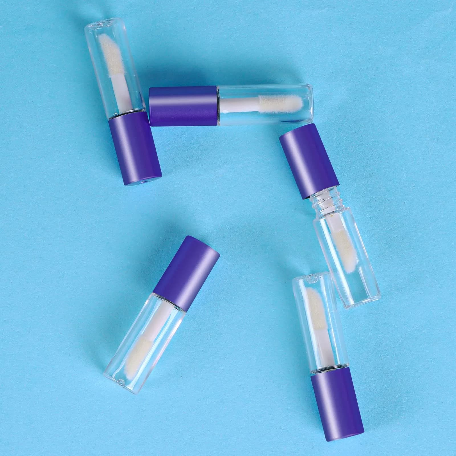 Mydio Clear Mini Lip Gloss Tubes 50 Pack (1.2ml Each) | Leak-Proof Purple Lid Containers - view 3