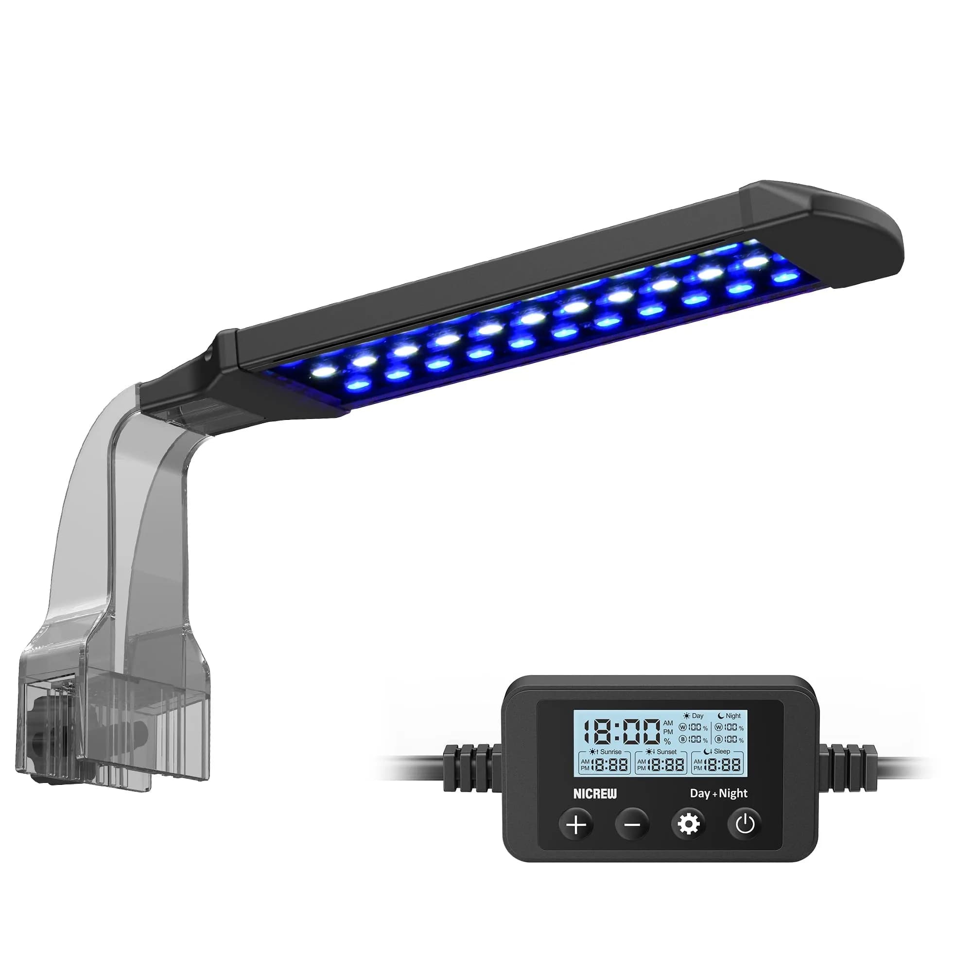 NICREW Clip-on Marine Aquarium Light for Coral Reef Tank | 10W LED, Blue & White Spectrum, Adjustable Brightness - main product image