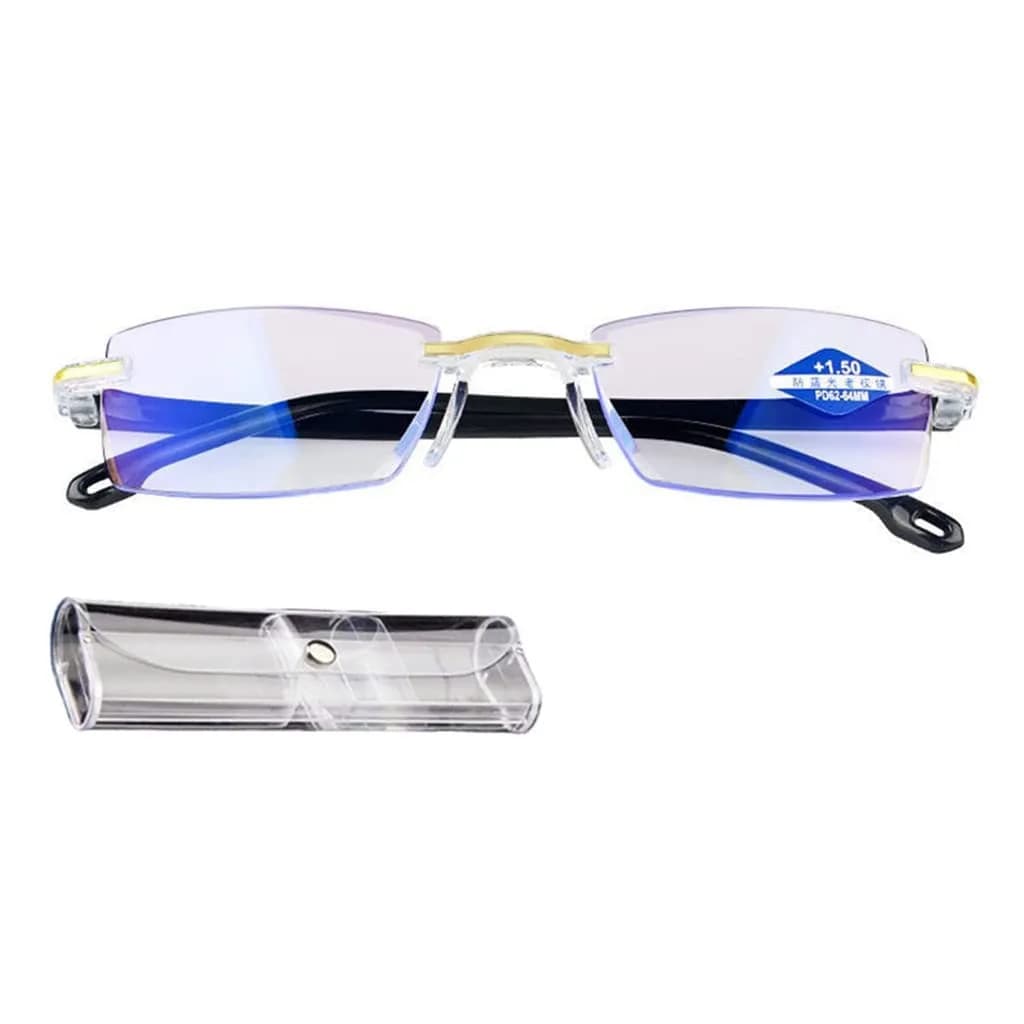 Yiushing Color Glint Sapphire High Hardness Anti-blue Progressive Reading Glasses +3.00/65-70 Age | Unisex
