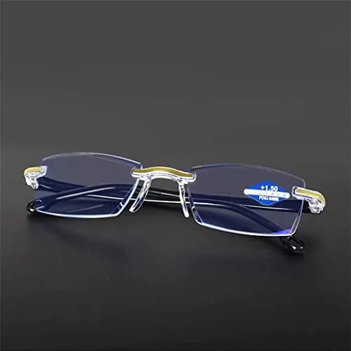 Yiushing Color Glint Sapphire High Hardness Anti-blue Progressive Reading Glasses +3.00/65-70 Age | Unisex thumbnail 2
