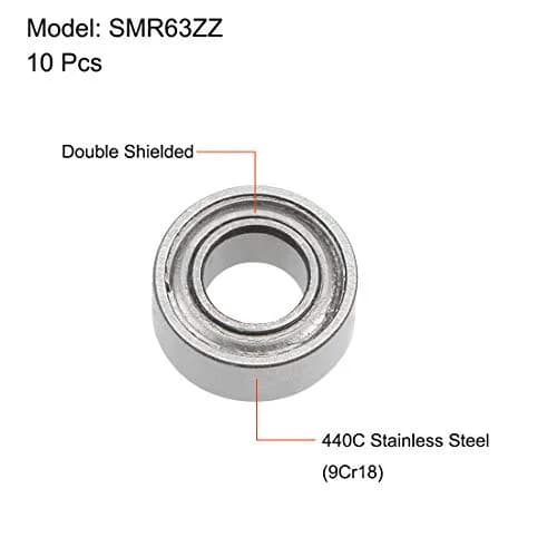 uxcell SMR63ZZ Deep Groove Ball Bearing 3mm x 6mm x 2.5mm | Stainless Steel, Shielded, High Speed thumbnail 2