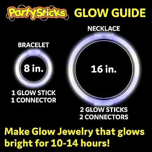 PartySticks White Glow Sticks 100-Pack | 10-14 Hour Glow, Waterproof, Kid-Safe thumbnail 2