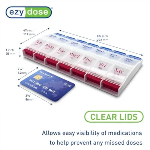 Ezy Dose Weekly AM/PM Pill Organizer X-Large Planner, 14 Compartments | Arthritis Foundation Ease-of-Use Commendation thumbnail 2