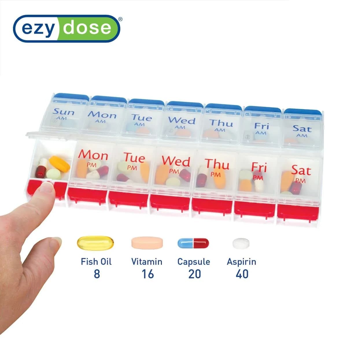 Ezy Dose Weekly AM/PM Pill Organizer X-Large Planner, 14 Compartments | Arthritis Foundation Ease-of-Use Commendation - view 3