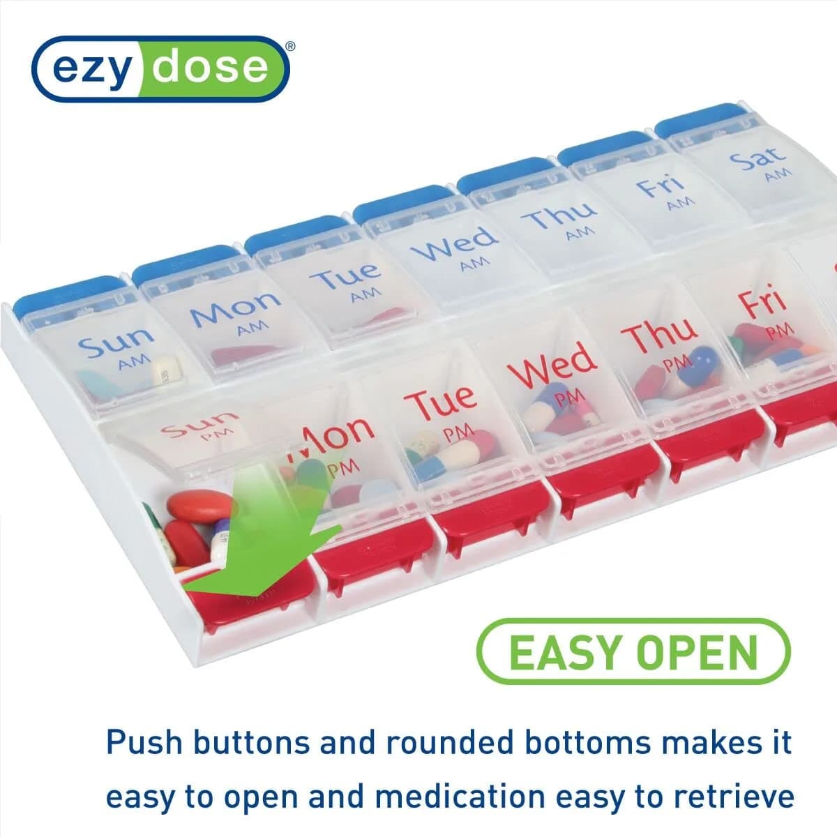 Ezy Dose Weekly AM/PM Pill Organizer X-Large Planner, 14 Compartments | Arthritis Foundation Ease-of-Use Commendation - view 4