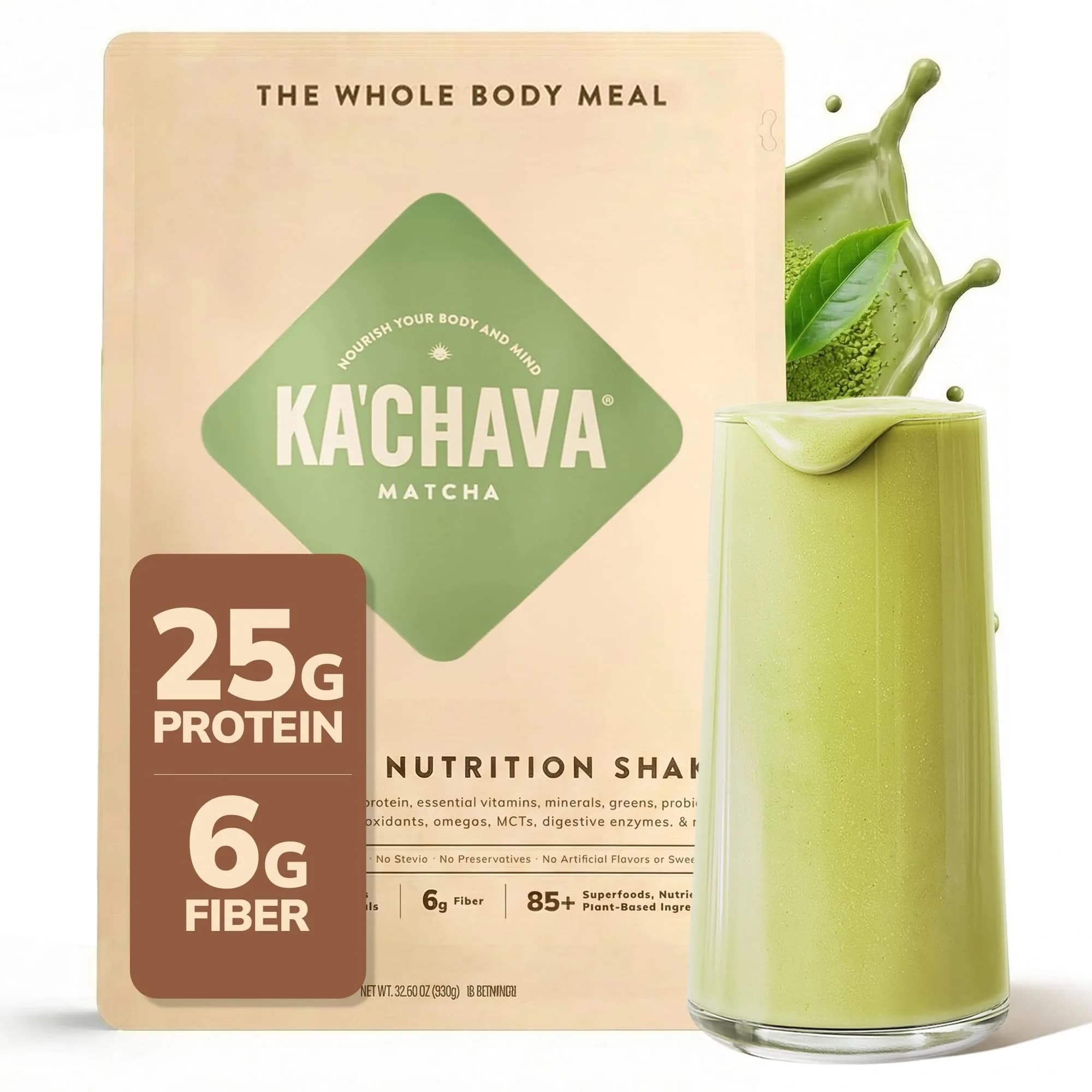 Ka’Chava Whole Body Meal Shake Matcha 15 Servings | Vegan Plant-Based Meal Replacement with 85+ Superfoods & Greens - main product image
