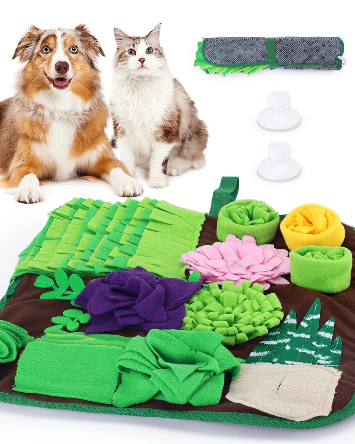 CiyvoLyeen Snuffle Mat for Dogs and Cats 16.5" x 16.5" | Slow Eating & Stress Relief Pet Toy