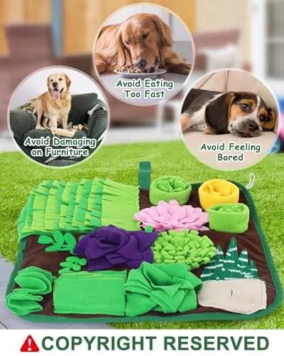 CiyvoLyeen Snuffle Mat for Dogs and Cats 16.5" x 16.5" | Slow Eating & Stress Relief Pet Toy thumbnail 2