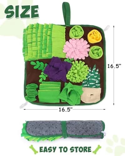 CiyvoLyeen Snuffle Mat for Dogs and Cats 16.5" x 16.5" | Slow Eating & Stress Relief Pet Toy thumbnail 3