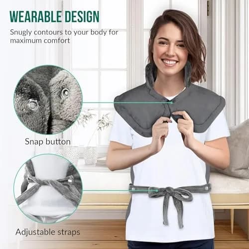Snailax Large Heating Pad for Neck, Shoulders and Back, 81cm x 56cm (33"x24") | Fast Heating with 6 Settings & Auto Shut-Off thumbnail 4