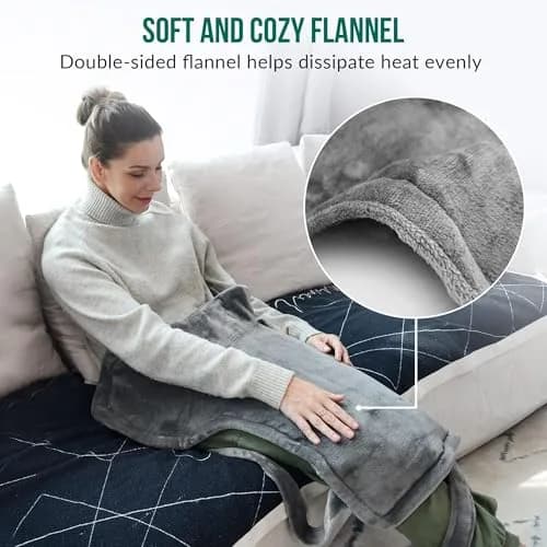 Snailax Large Heating Pad for Neck, Shoulders and Back, 81cm x 56cm (33"x24") | Fast Heating with 6 Settings & Auto Shut-Off thumbnail 5