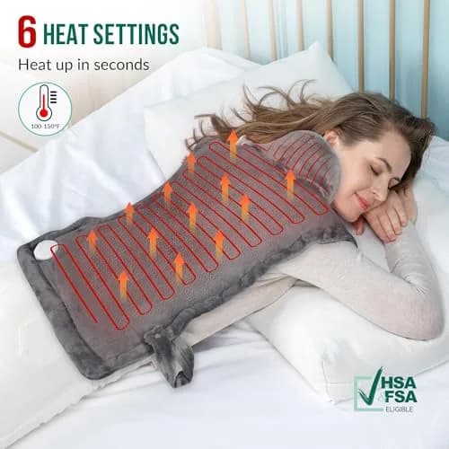 Snailax Large Heating Pad for Neck, Shoulders and Back, 81cm x 56cm (33"x24") | Fast Heating with 6 Settings & Auto Shut-Off thumbnail 3