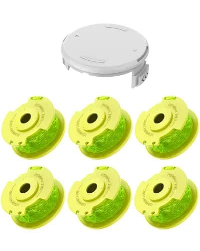Eventronic Weed Wacker String Replacement for Ryobi ONE+ 0.08'' | 6 Spools & 1 Cap, Compatible with Ryobi 18V/24V/40V Trimmers thumbnail 1