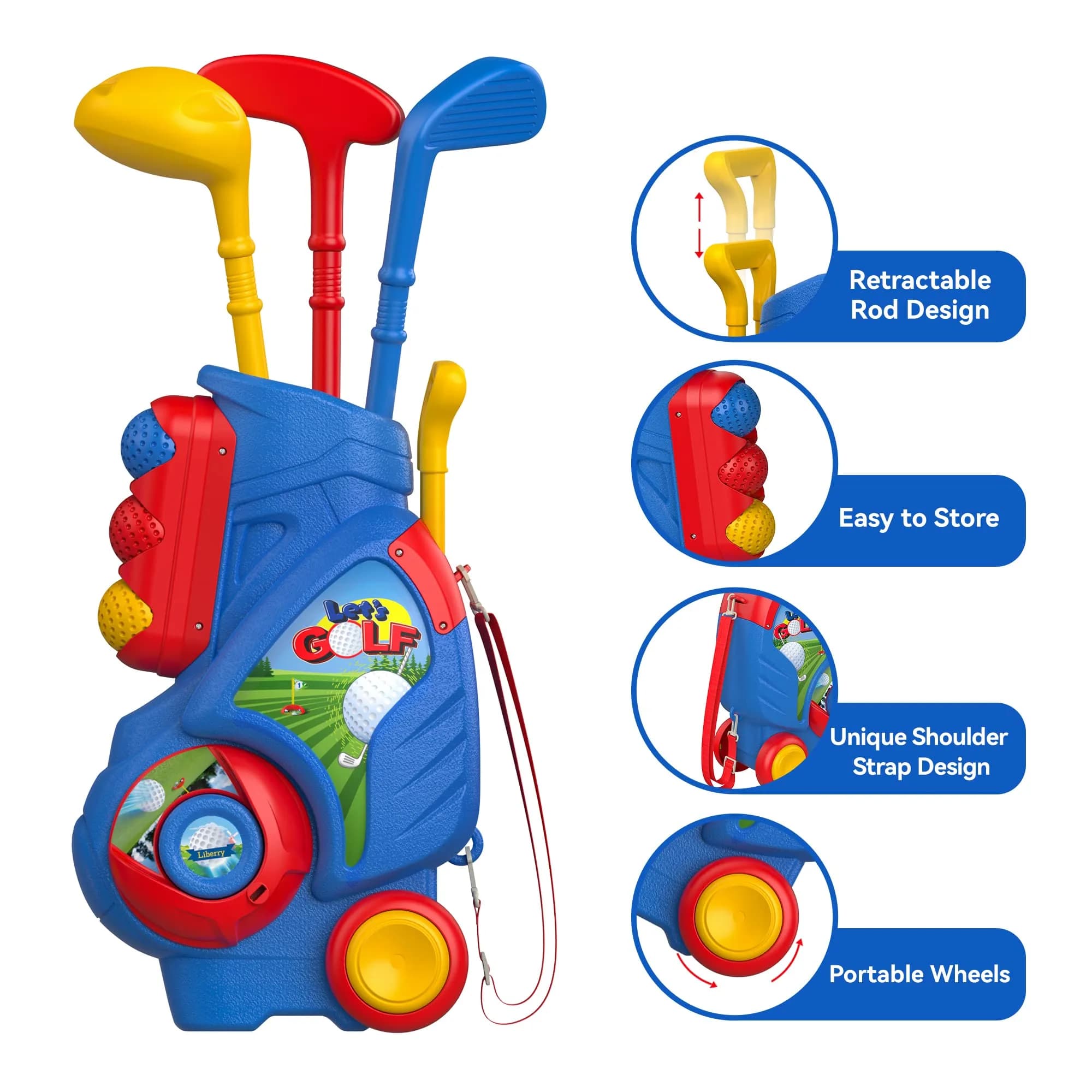 Liberry Toddler Golf Clubs Set Toy for 1-4 Years Old Boys Girls, Blue | Safe & Durable Plastic with 13-Piece Set - view 3