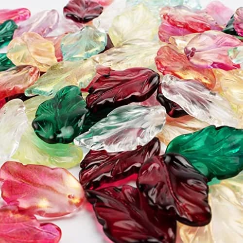 X Hot Popcorn 100 Pcs Glass Leaf Beads | Leaf Shaped Beads for Jewelry & Crafts thumbnail 5