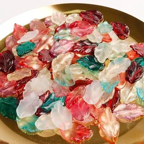X Hot Popcorn 100 Pcs Glass Leaf Beads | Leaf Shaped Beads for Jewelry & Crafts thumbnail 2