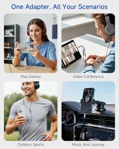 LERTOSEN USB C to 3.5mm Headphone & Charger Adapter | 60W PD Fast Charging, Hi-Res Audio, Compact Design (13cm) thumbnail 6