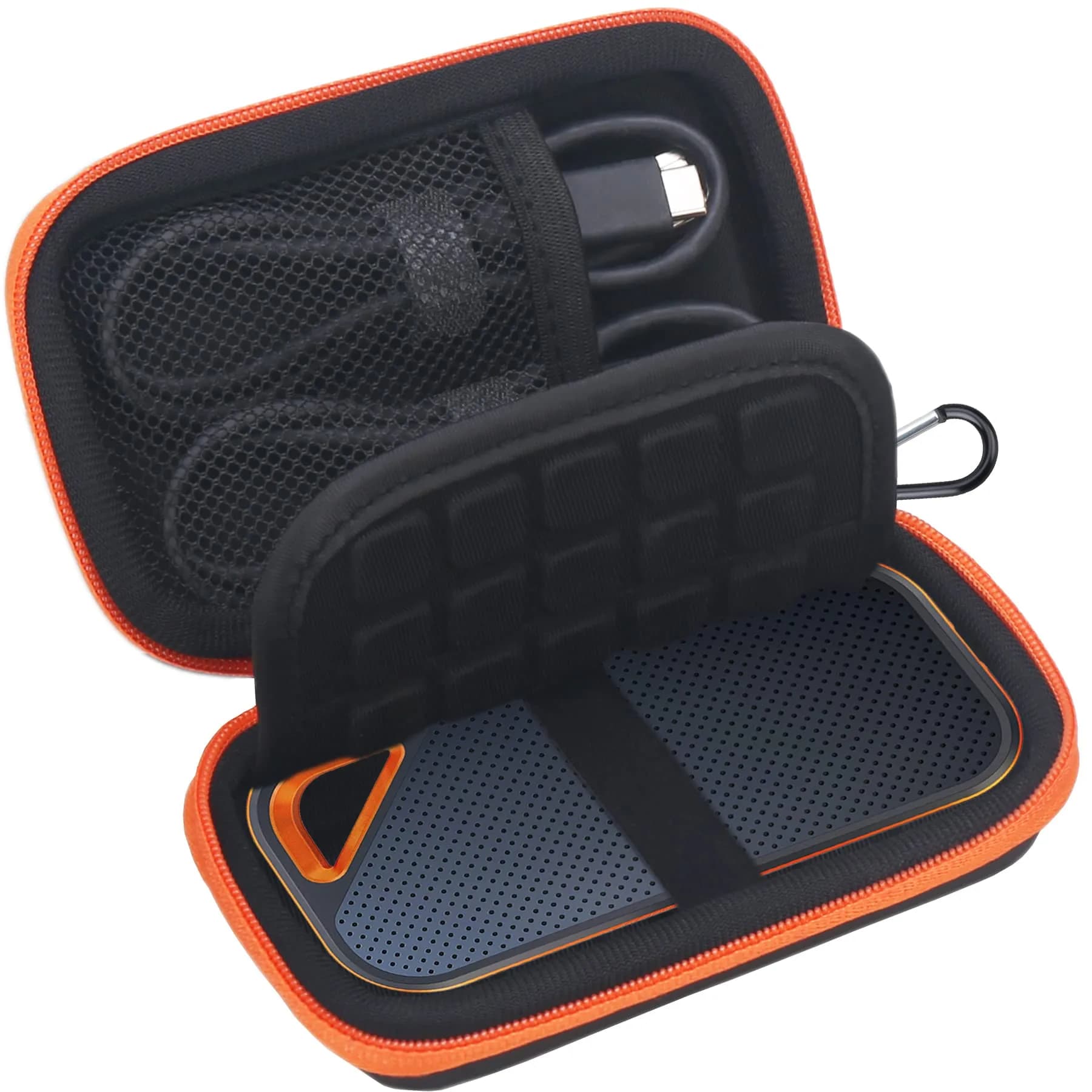 Lacdo Hard Carrying Case for SanDisk Extreme SSD 500GB | Shockproof Water-Resistant Travel Bag, Orange - main product image