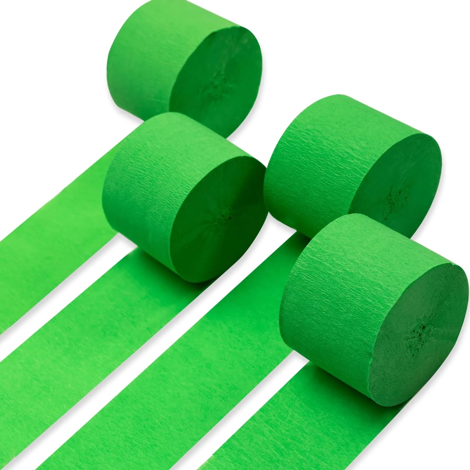 PartyWoo Lime Green Crepe Paper Streamers 4 Rolls 328 FT | FSC-Certified Paper for Parties - main product image