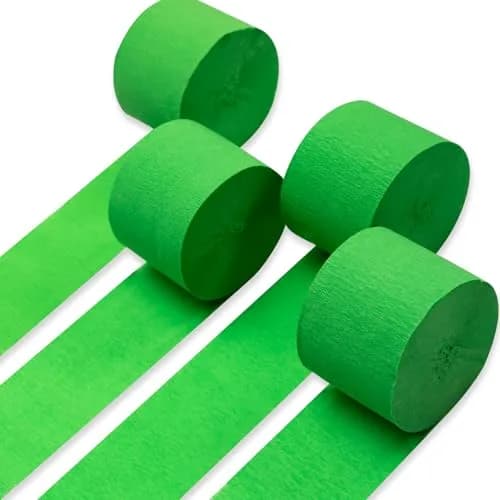 PartyWoo Lime Green Crepe Paper Streamers 4 Rolls 328 FT | FSC-Certified Paper for Parties thumbnail 1