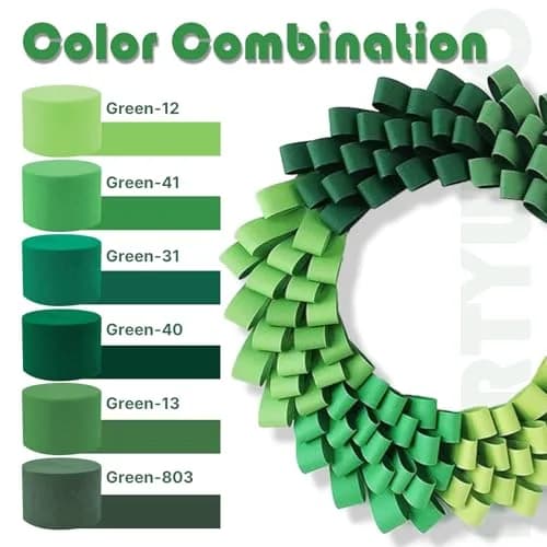 PartyWoo Lime Green Crepe Paper Streamers 4 Rolls 328 FT | FSC-Certified Paper for Parties thumbnail 3