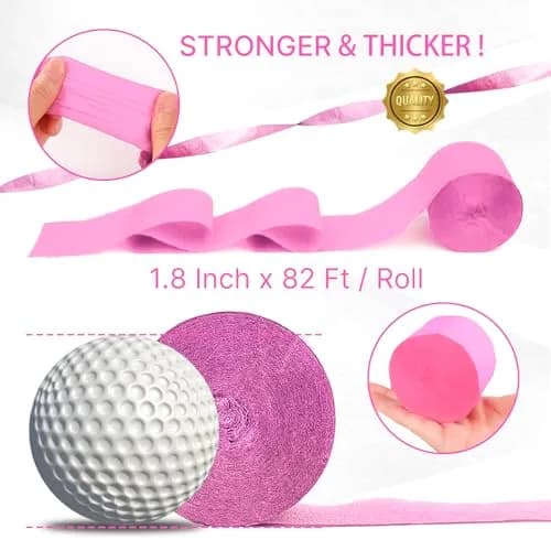 PartyWoo Light Pink Crepe Paper Streamers 4 Rolls, 328 FT Total | FSC-Certified Paper for Parties & Crafts thumbnail 6