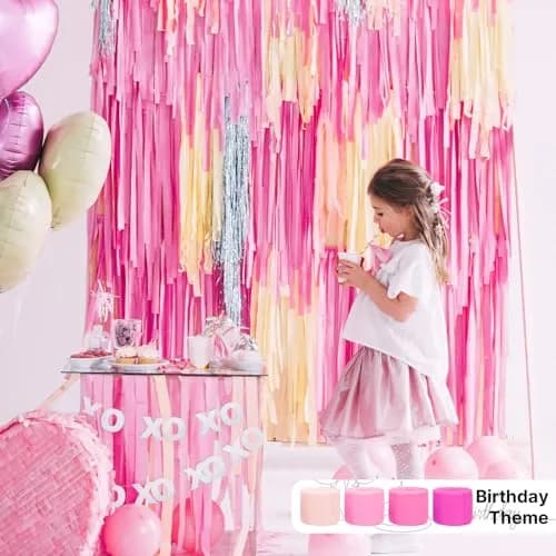 PartyWoo Light Pink Crepe Paper Streamers 4 Rolls, 328 FT Total | FSC-Certified Paper for Parties & Crafts thumbnail 2