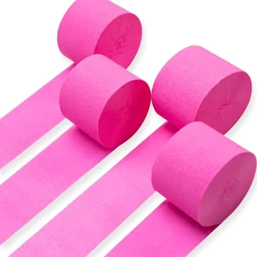 PartyWoo Pink Crepe Paper Streamers 4 Rolls (984 FT Total) | FSC-Certified Paper for Parties thumbnail 1