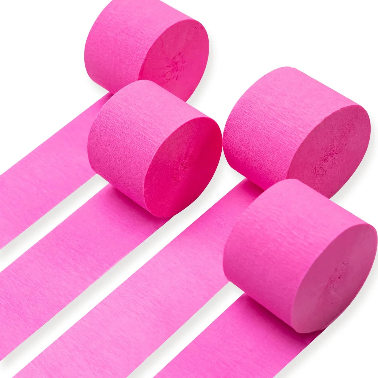PartyWoo Pink Crepe Paper Streamers 4 Rolls (984 FT Total) | FSC-Certified Paper for Parties - main product image