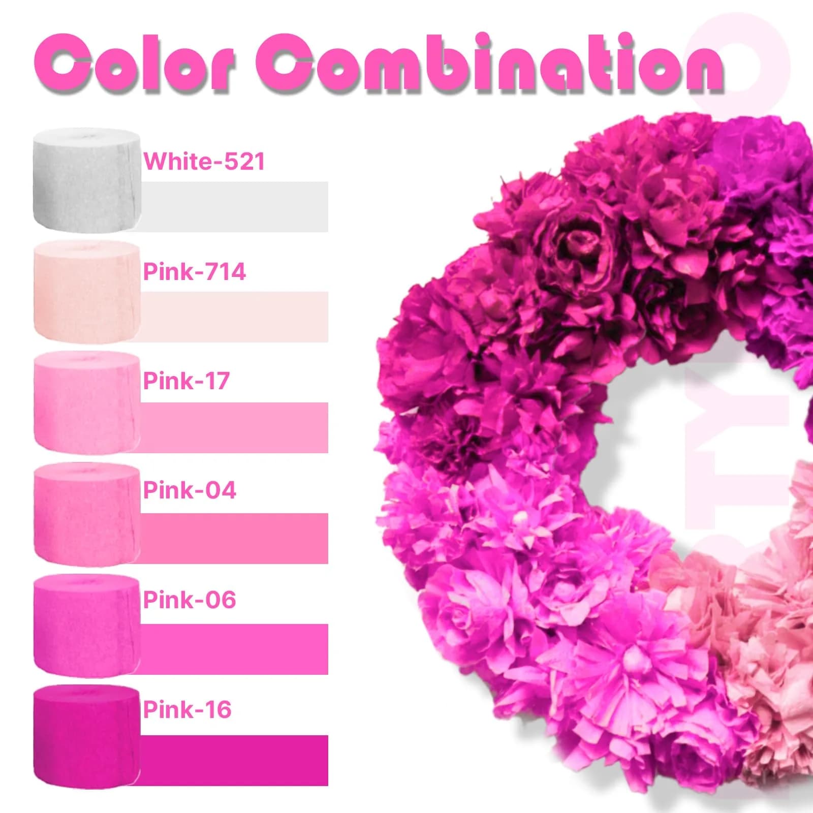 PartyWoo Pink Crepe Paper Streamers 4 Rolls (984 FT Total) | FSC-Certified Paper for Parties - view 3