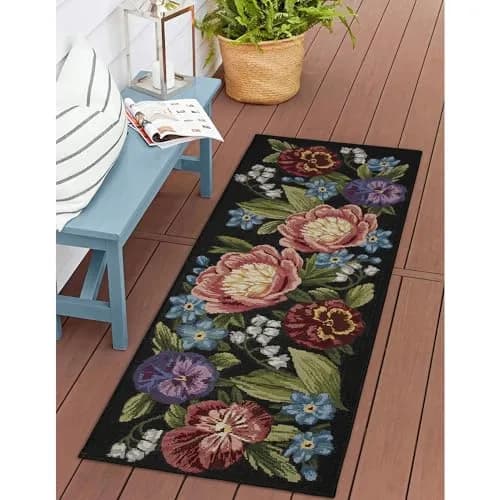 Liora Manne Esencia 1'11" x 4'11" Botanical Indoor/Outdoor Rug | Machine Washable, Non-Slip, Low Profile, Floral Design thumbnail 1