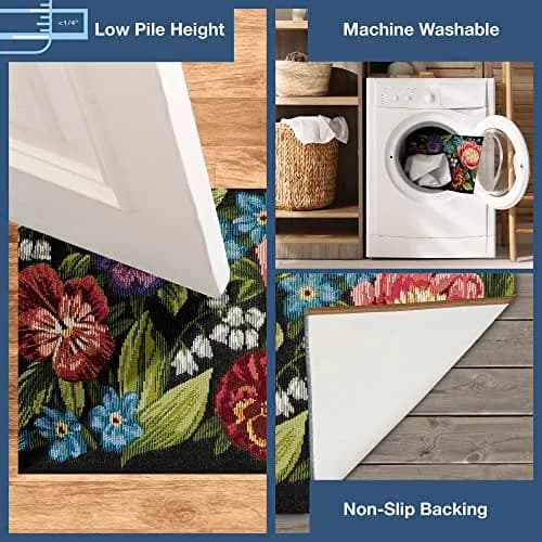 Liora Manne Esencia 1'11" x 4'11" Botanical Indoor/Outdoor Rug | Machine Washable, Non-Slip, Low Profile, Floral Design thumbnail 3